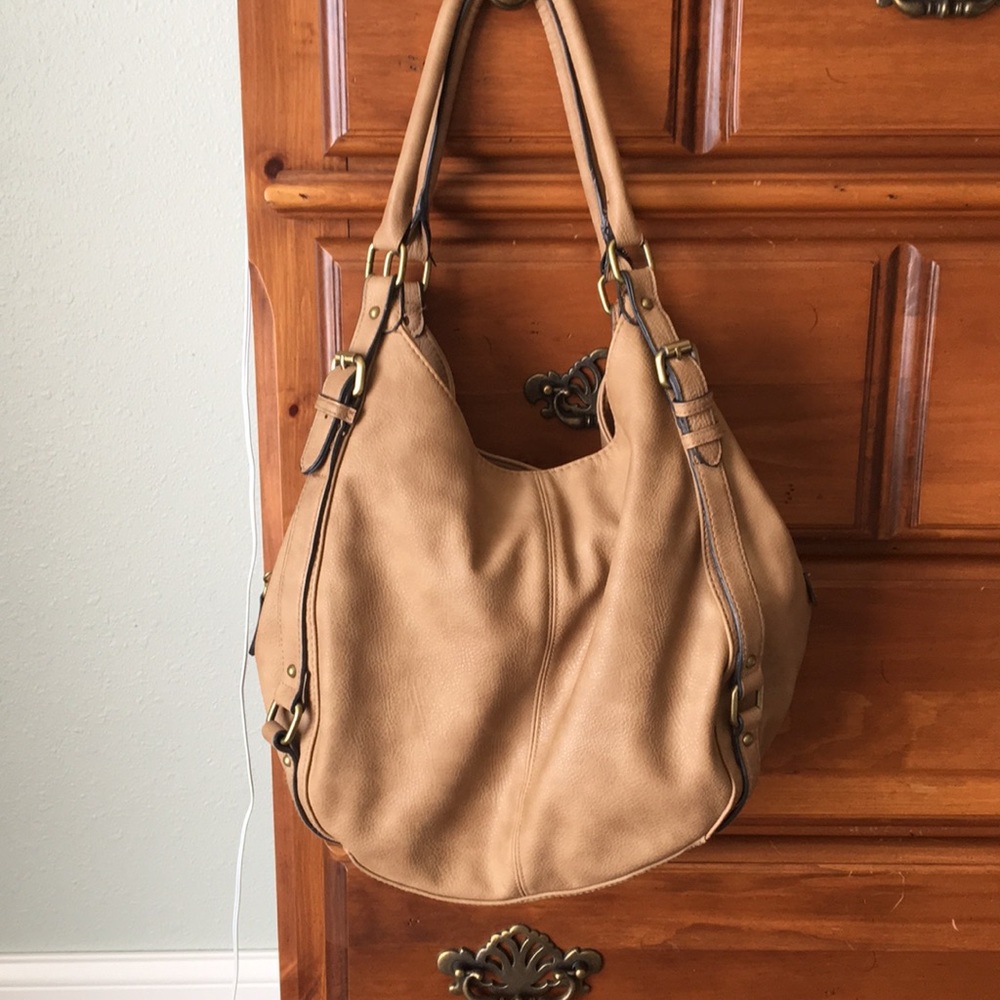 Large and spacious tan Merona shoulder purse